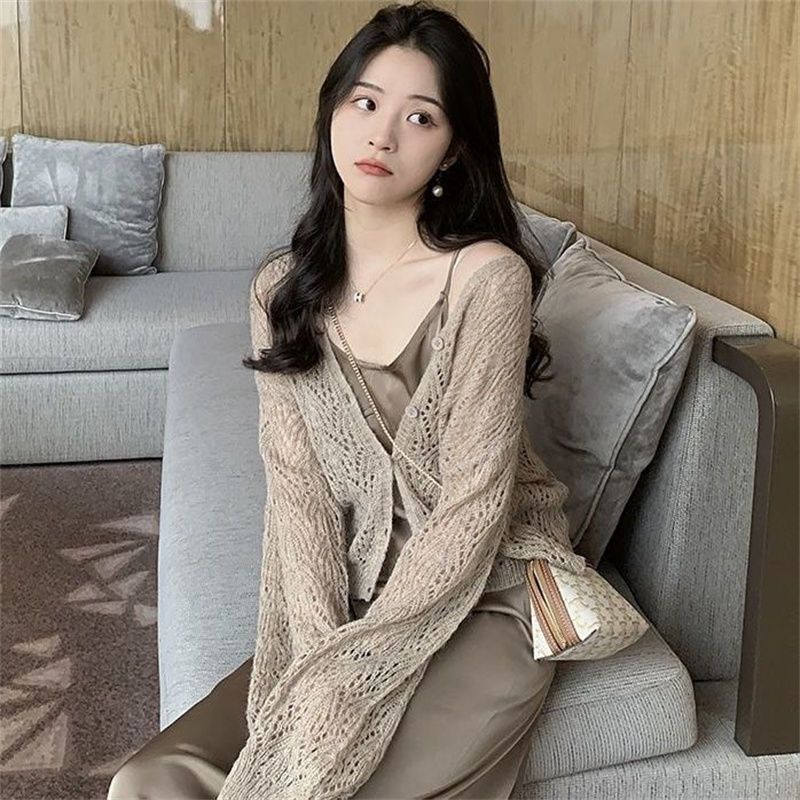 Áo Khoác cardigan Dệt Kim Cổ Chữ V Thời Trang Cho Nữ