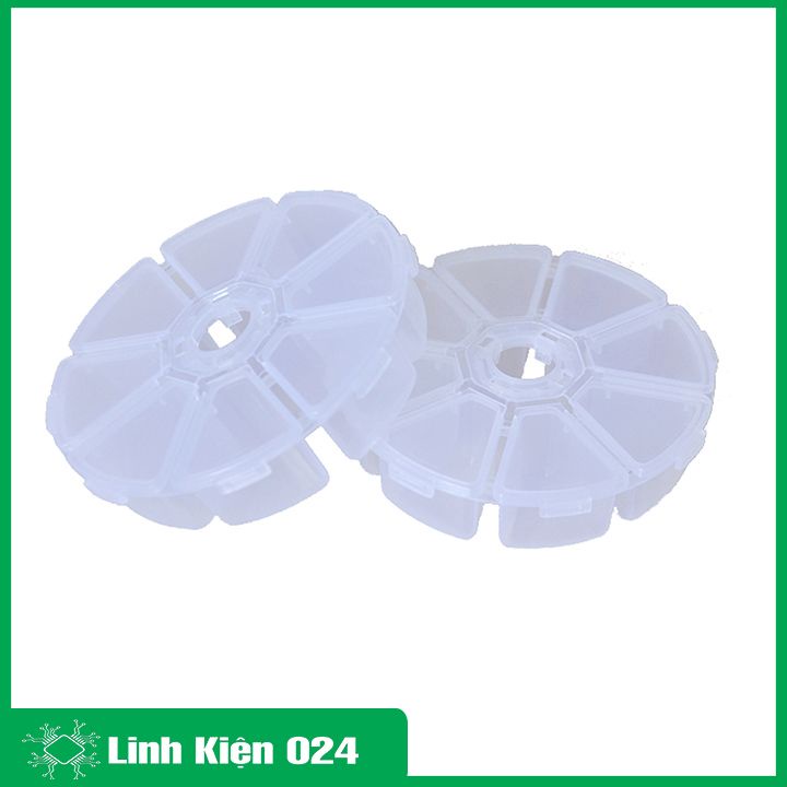 Hộp nhựa tròn kích thước 10x3cm 8 ngăn có thể tháo rời đựng linh kiện, ic, các vật dụng nhỏ tiện dụng