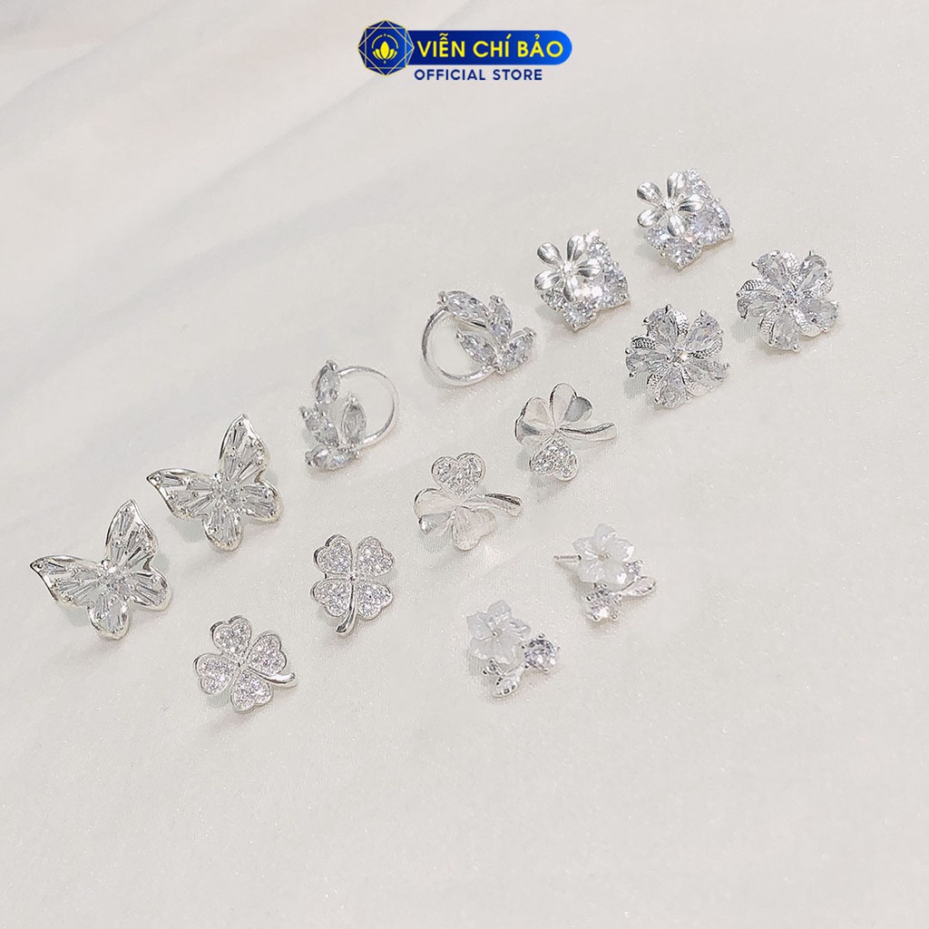 Khuyên tai bạc nữ nhiều mẫu đính đá chất liệu bạc 925 thời trang phụ kiện trang sức nữ thương hiệu Viễn Chí Bảo