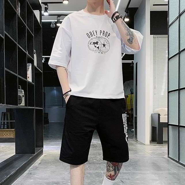 Bộ Thun Nam Mùa Hè, Bộ Quần Áo Nam In Logo Siêu Ngầu Chất Thun Co Giãn 4C - BN288 - Xuongmaytrungkien | BigBuy360 - bigbuy360.vn