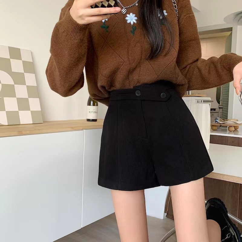 Quần Short Len Lưng Cao Ống Rộng Thiết Kế Mới Thời Trang Mùa Thu Dành Cho Nữ