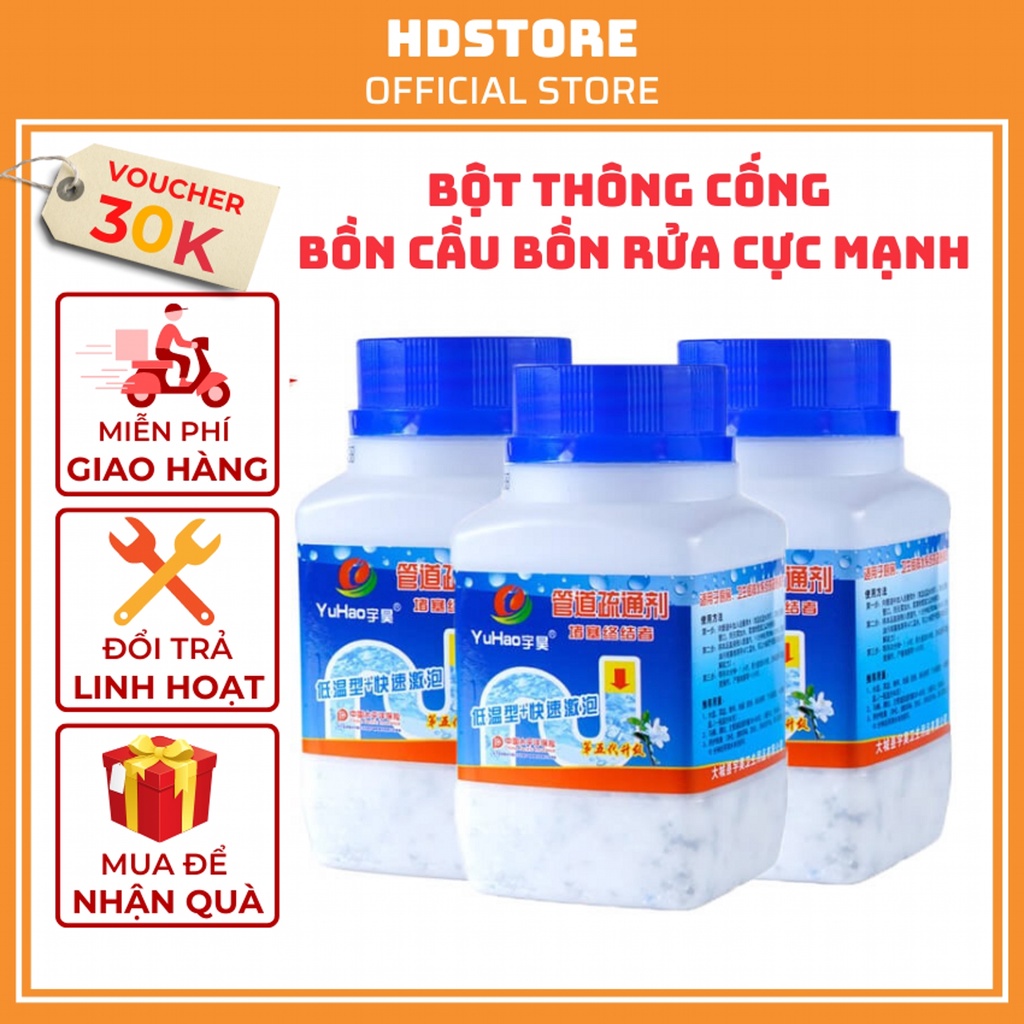 Bột Thông Tắc Cống Cực Mạnh Hộp Lớn 280gr Thông Tắc Đường Ống Bồn Cầu Bồn Rửa Mặt Bát Chén Xử Lý Triệt Để Cặn Bã HDStore