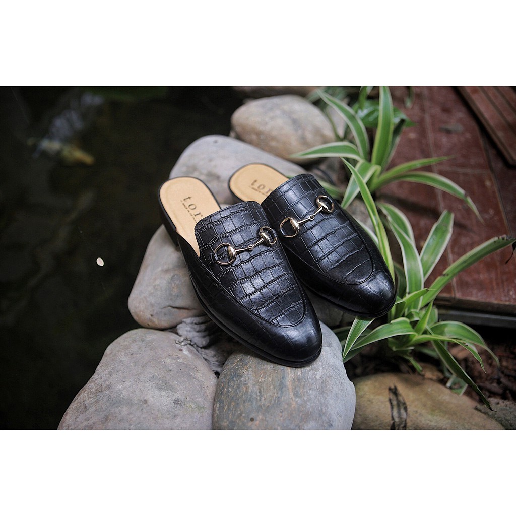 GIÀY SỤC HỞ GÓT NAM DA VÂN DA BÒ NGUYÊN TẤM TOROSHOES MÃ M643