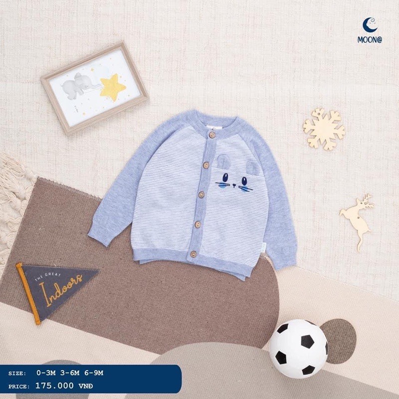 [ MOON ] Áo len lông cừu cài thẳng Moon cho bé từ 0-9M