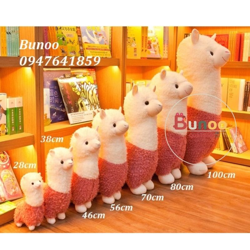 (Sẵn)Gấu Bông Lạc Đà Alpaca Ngộ Nghĩnh Bản Màu Đỏ Giáng Sinh Noel 27-38-46-56-65cm Bunoo Shop