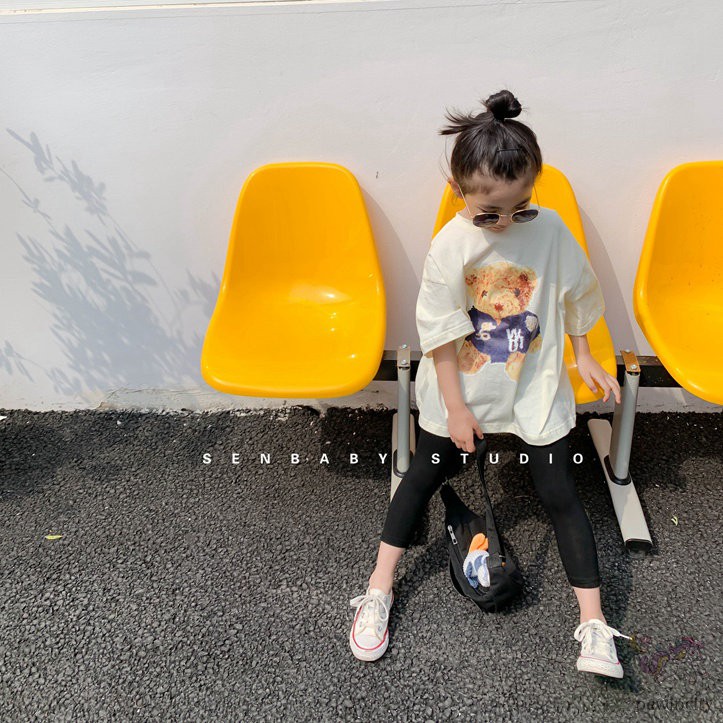 Áo Thun Tay Ngắn In Hình Gấu Hoạt Hình Dành Cho Bé Gái