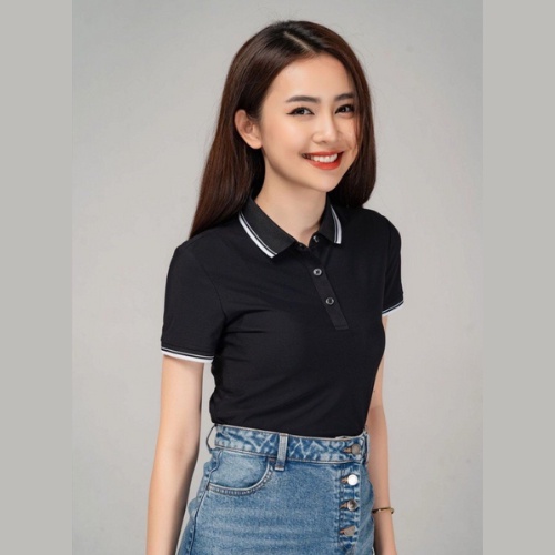 Áo Polo Nữ Madela Cổ Viền Phối Kẻ Sang Trọng, Polo Nữ Công Sở Ngắn Tay Chất Thun Trơn Nhiều Màu