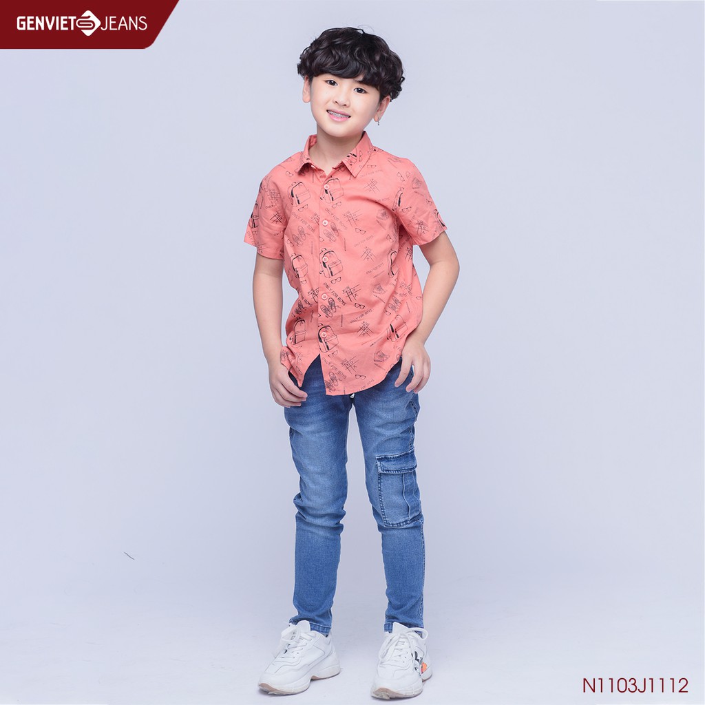 N1103J1112 - Quần Dài Jeans Túi Hộp Bé Trai GENVI