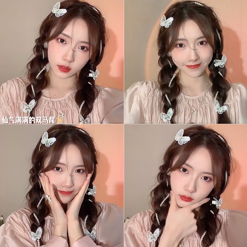 Set 2 Tóc Giả Thắt Bím Đuôi Ngựa Thời Trang Cho Nữ