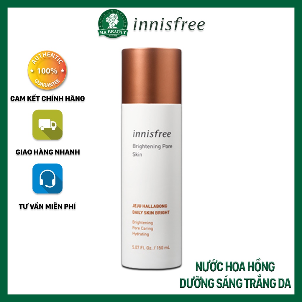 Nước hoa hồng dưỡng sáng trắng da 3 trong 1 Innisfree Brightening Pore Skin 150ml cấp ẩm dịu nhẹ