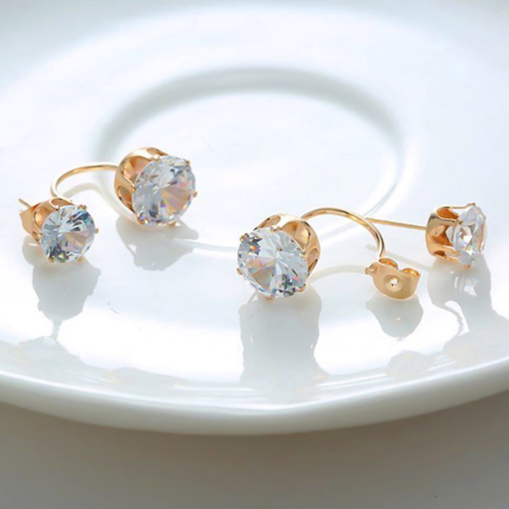 Cặp khuyên tai đính đá nhân tạo thời trang cá tính cho nữ
