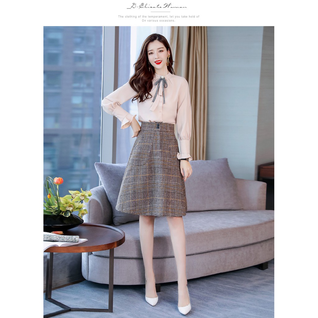 Set váy áo voan kẻ sọc lưới #7839