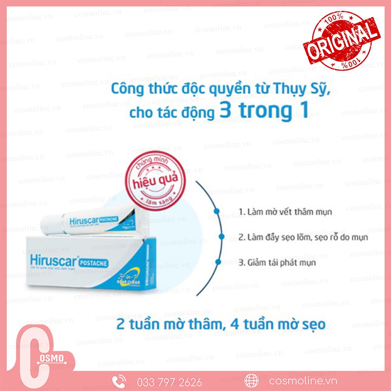 Gel Làm Mờ Sẹo Mụn & Thâm Mụn HIRUSCAR 5g [CHÍNH HÃNG] (HIRUSCAR Post Acne 5g)