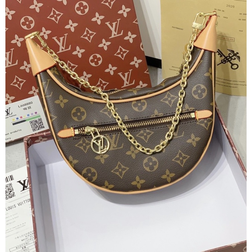 Túi kẹp nách + đeo chéo L.V MOON LOOP sang chảnh, da xịn FULLBOX hãng.