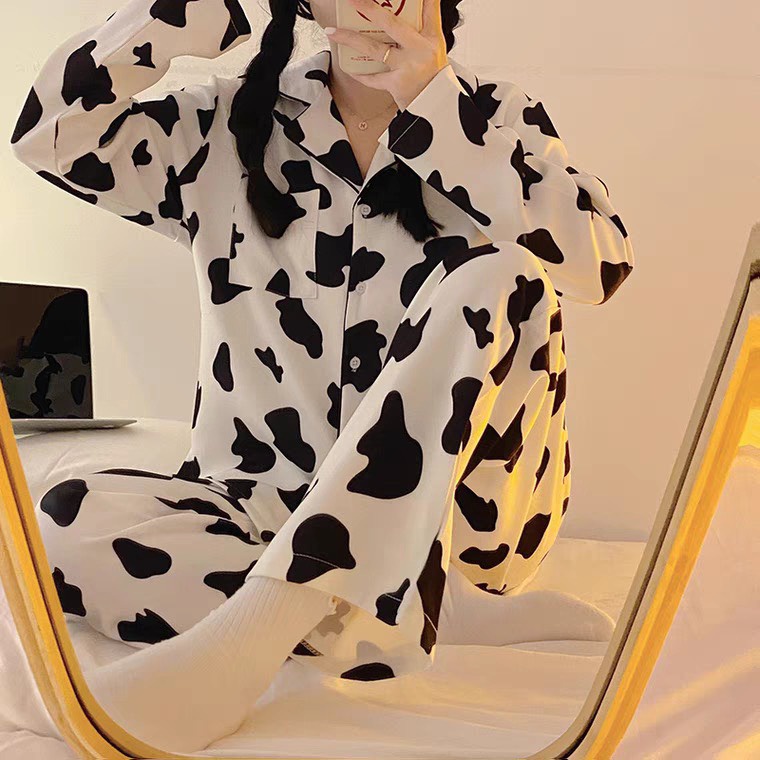 Đồ ngủ pijama dài tay, đồ ngủ nữ mặc nhà họa tiết xinh xắn, dễ thương