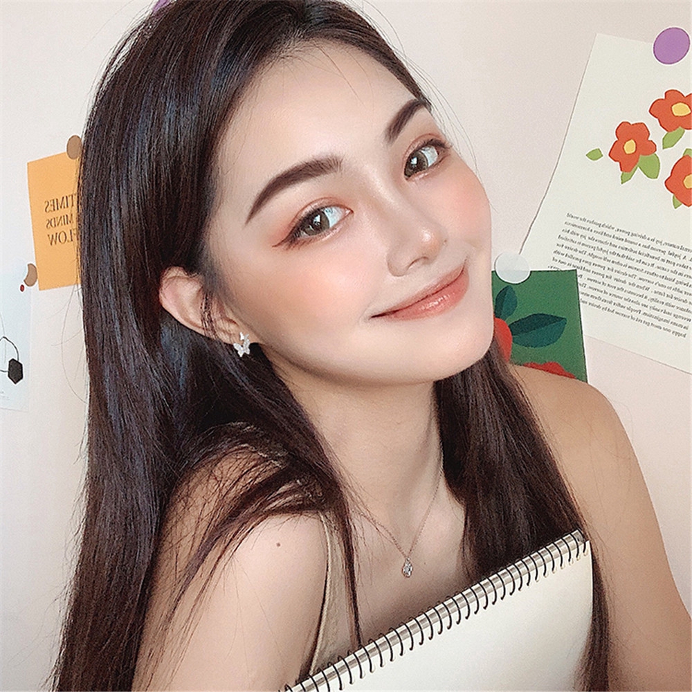 Đôi Khuyên Tai Mạ Bạc Hình Bướm Đính Đá Phong Cách Hàn Quốc