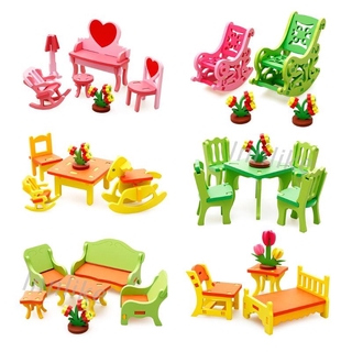 INN Toys 1 Set Colorful Wooden Doll Miniature House Accessories Furniture House Furniture