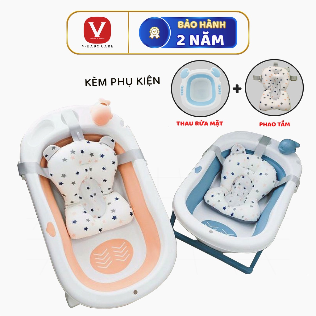 Thau Tắm Gấp Gọn Cho Bé Sơ Sinh kèm đệm tắm mẫu new & HL - 0363