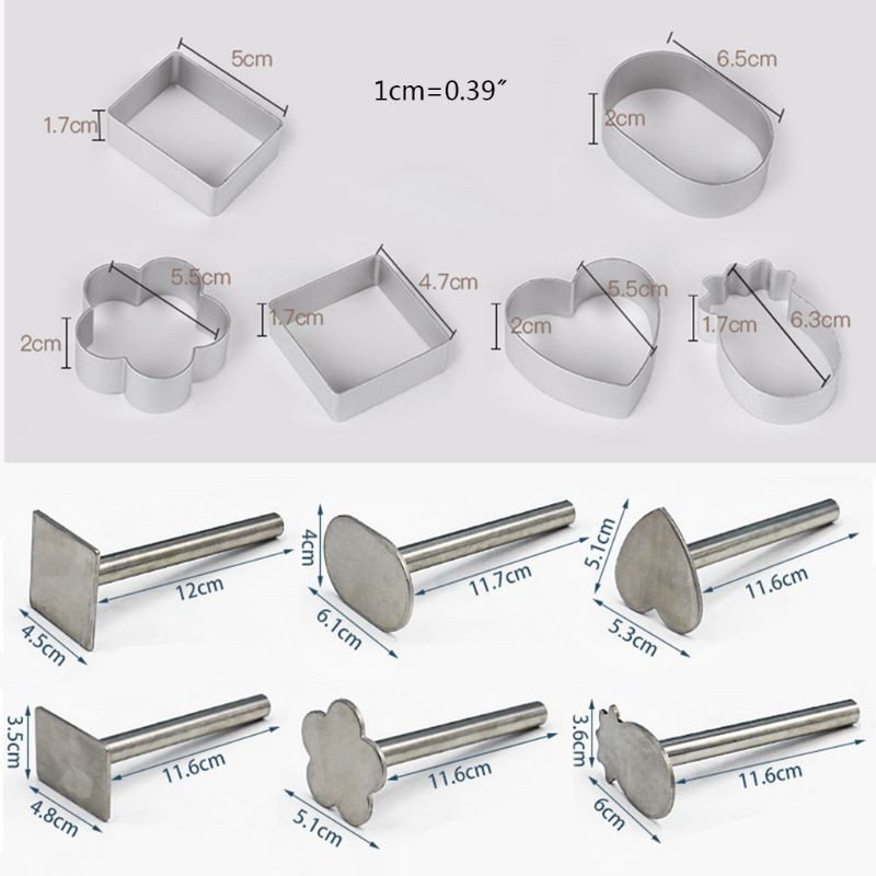 Set 10 Khuôn Cắt Bánh Quy Hình Chữ Nhật / Trái Tim / Hoa / Quả Dứa / Chữ Nhật Tiện Dụng