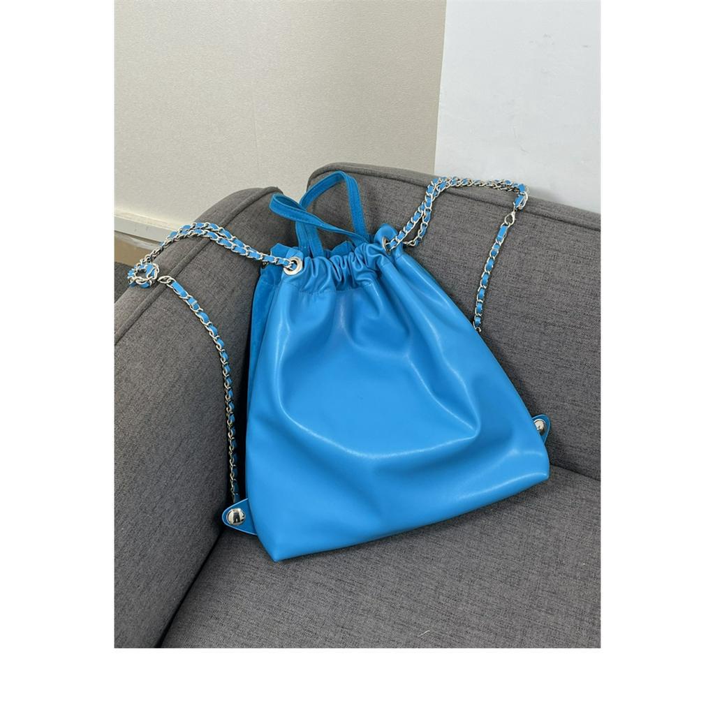 Ba Lô Dây Rút Da Lộn Đính Đá Nhiều Màu Sắc Phong Cách Hàn Quốc Cho Nữ