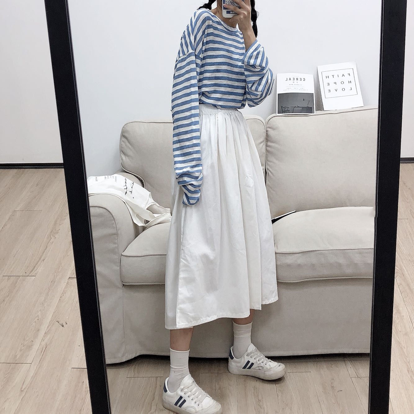 Chân Váy Chữ A Lưng Cao Phối Túi Phong Cách Hàn Quốc Unique | BigBuy360 - bigbuy360.vn