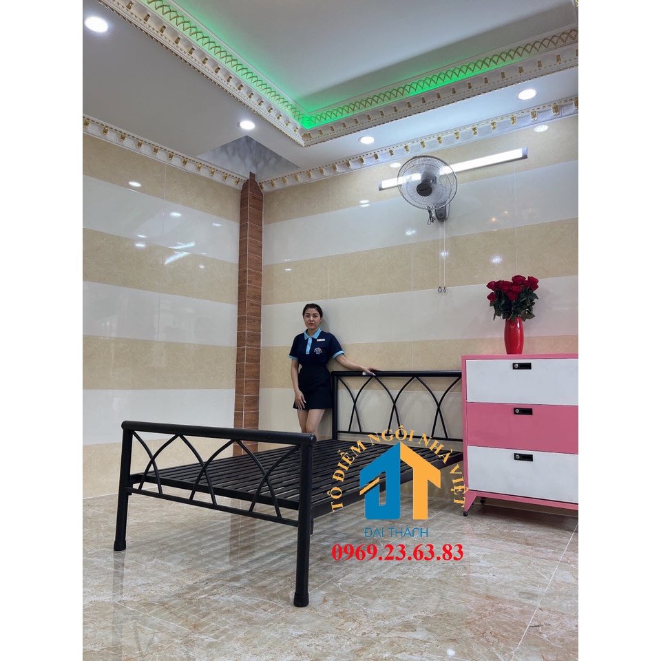 Giường sắt đan chéo 1m2x2m Đại Thành