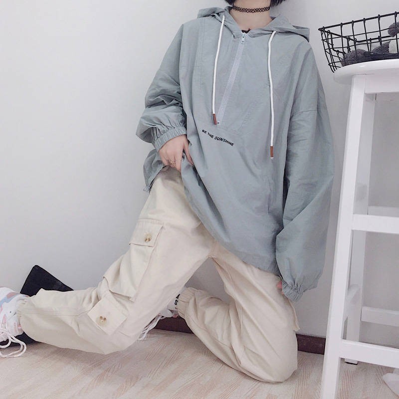 Bộ Áo Khoác Hoodie Dáng Rộng + Quần Jean Dài Kiểu Hồng Kông Thời Trang 2020 Cho Nữ