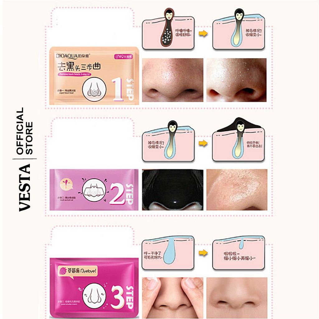 Mặt nạ lột mụn 3 bước Bioaqua - gel lột mụn mũi đầu đen hiệu quả | BigBuy360 - bigbuy360.vn