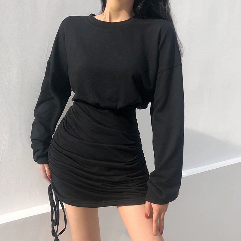 Váy body nữ Elise Dress VBD014 thiết kế dây rút xếp ly, vải nỉ co giãn không xù - Uni By Heart | BigBuy360 - bigbuy360.vn