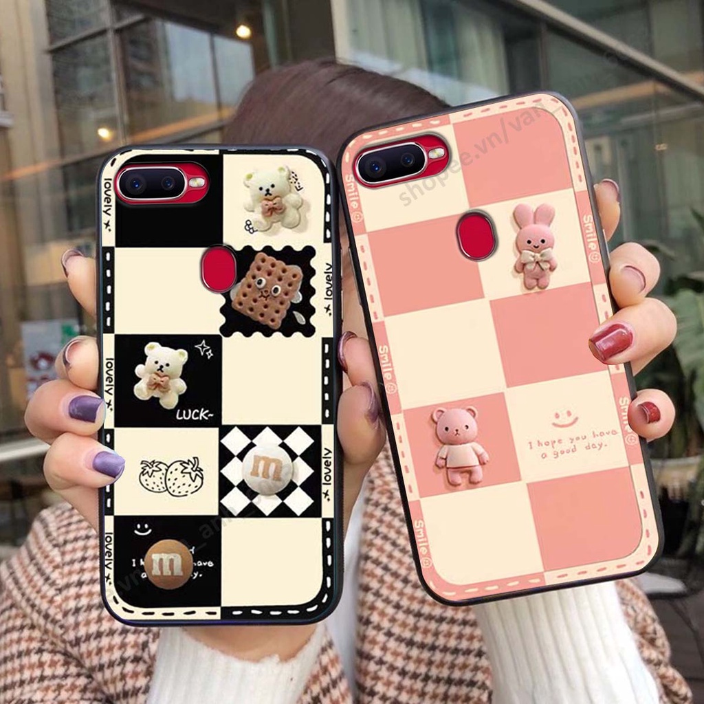 Ốp lưng Oppo A5s / A7 / F9 / A12 hình gấu, kẹo dễ thương cute