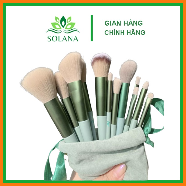 Bộ Cọ Trang Điểm FIX 13 Cây Nội Địa Trung Loại Đẹp, Lông Mềm, Bộ Makeup Tặng Kèm Túi Nhung,  SOLANA