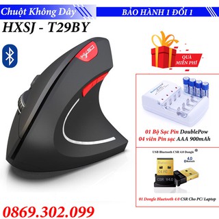 Chuột Gaming Bluetooth Thế Hệ Mới HXSJ T29 Tặng Kèm Pin sạc doublePow và Đầu Thu Bluetooth CSR 4.0
