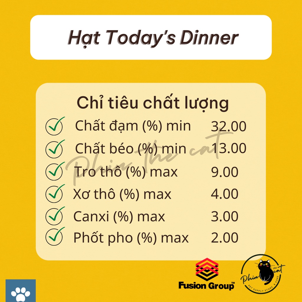 Hạt TODAY'S DINNER cho mèo - Nhập khẩu Hàn Quốc (1kg, 5kg) | phinthecat