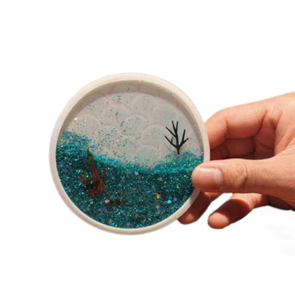 Acrylic coaster PVC coaster marine fish scale coaster quicksand insulation mat dining table coaster