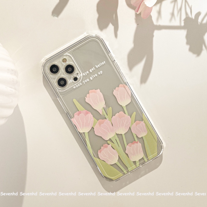 Ốp Điện Thoại Họa Tiết Hoa Tulip Mắt Thiên Thần Cho iPhone 13 12 11 Pro Max SE2020 X XR Xs Max 7 8 6 6s Plus