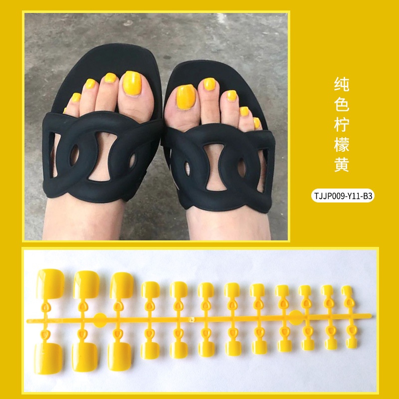 (TẶNG KEO DÁN) Bộ 24 Móng Chân Giả Trơn Bóng Sáng UV Chống Nước Phong Cách Hàn Quốc
