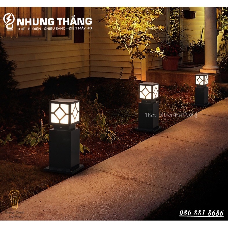 Đèn Cột Sân Vườn DSV-1165 Chống Nước - Chiều Cao 45cm - Cắm Điện Và Dùng Năng Lượng Mặt Trời-Có Khiển-Tặng Kèm Bóng Led