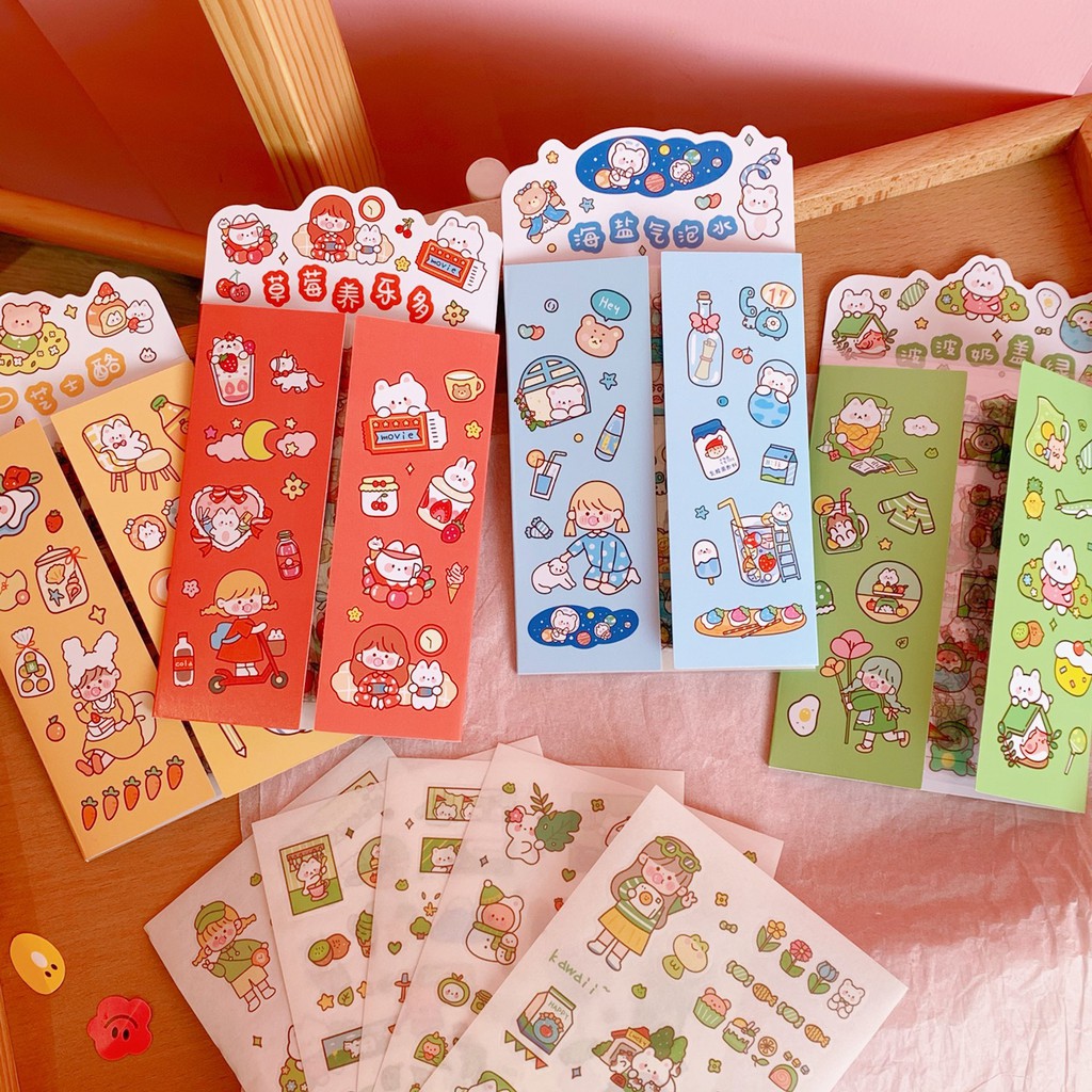 Bộ 10 tấm miếng dán, sticker trang trí dễ thương