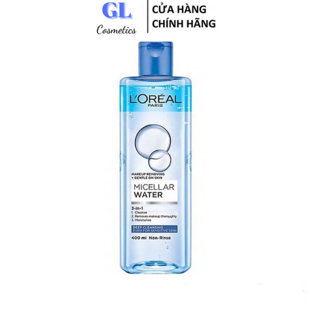 Nước Tẩy Trang Loreal Paris, L'Oreal Paris 3-in-1 Micellar Water Deep Cleansing- Xanh Đậm