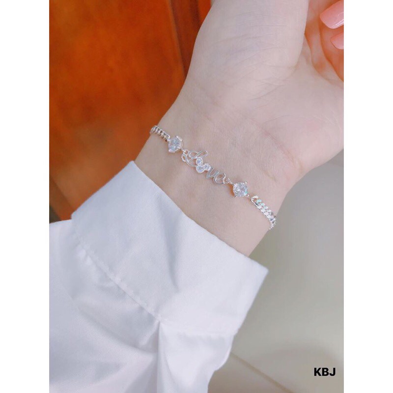 LẮC TAY BẠC TA CHỮ LOVE LINH MIU SILVER