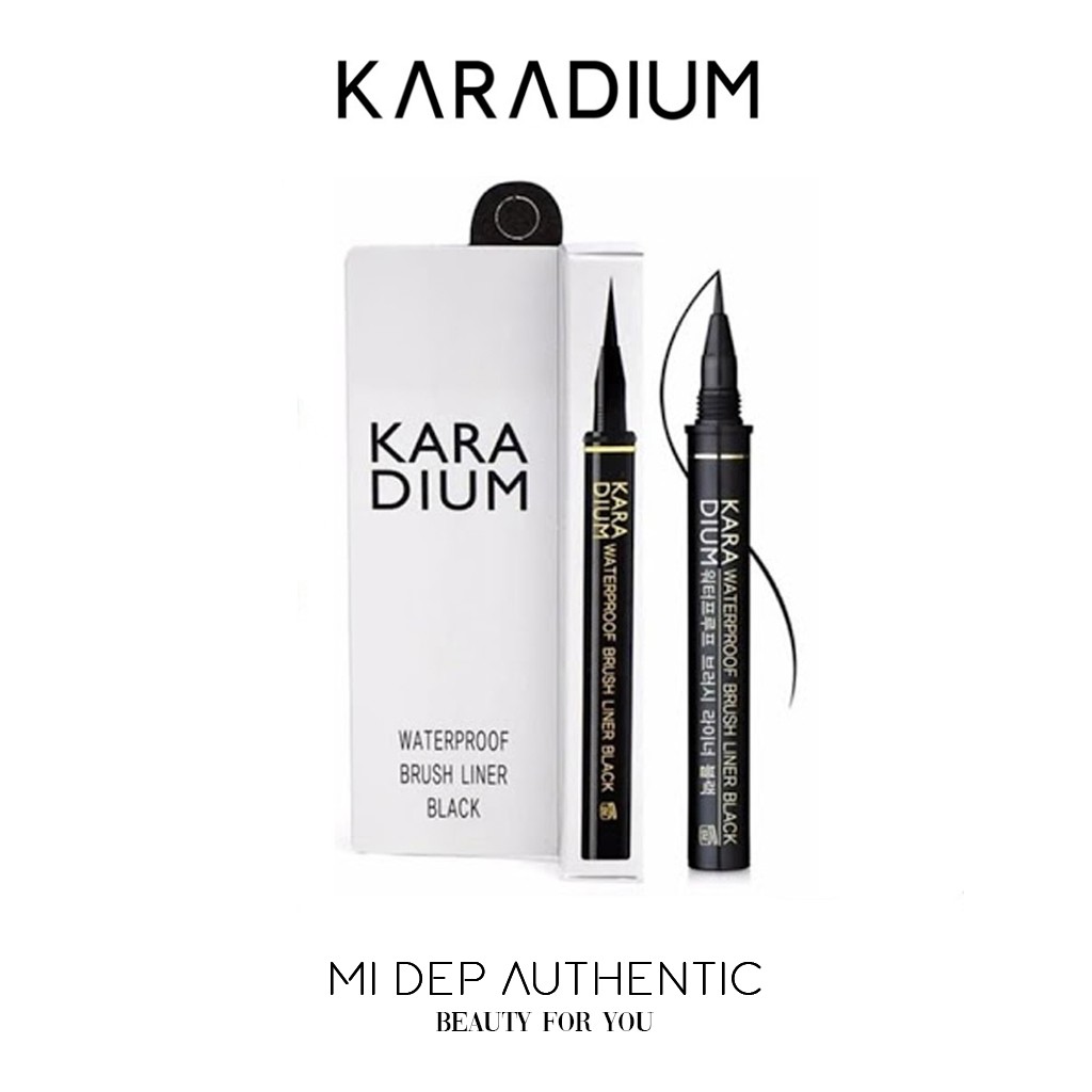 Bút dạ kẻ mắt Karadium Waterproof Brush Liner Black, Kẻ mắt chống trôi ,chống thấm nước - Mị Đẹp Authentic