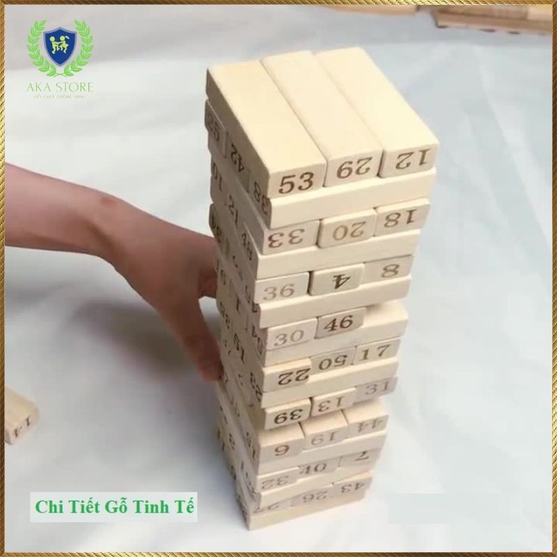 Đồ chơi rút gỗ loại to 54 thanh, bộ đồ chơi rút gỗ size Lớn Nhất 29cm, chất liệu GỖ TỰ NHIÊN CAO CẤP, AKA Store