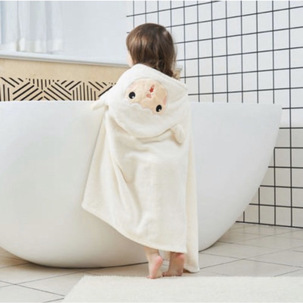 Áo choàng tắm cho bé, khăn tắm có mũ, dùng làm khăn choàng cho bé khi ra ngoài - Hobi Store