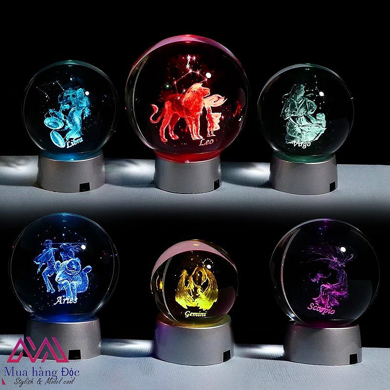 Quà Tặng Sinh Nhật 🎁 🎁 🎁 Quả Cầu Pha Lê 3D LED Cung Nhân mã Sagittarus