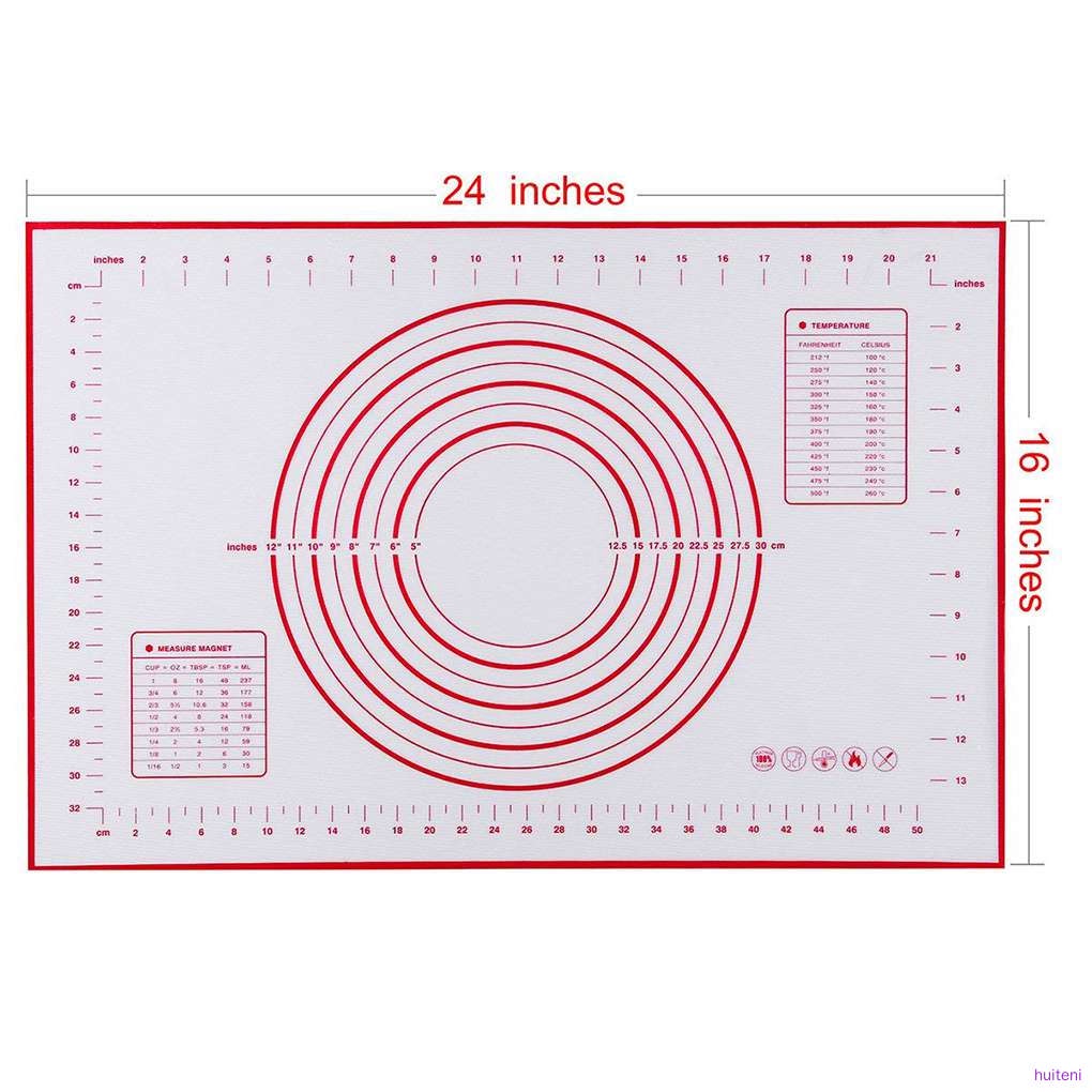 Thảm nhào bột bằng silicon chống dính màu đỏ 60x40cm tiện dụng dành cho nhà bếp
