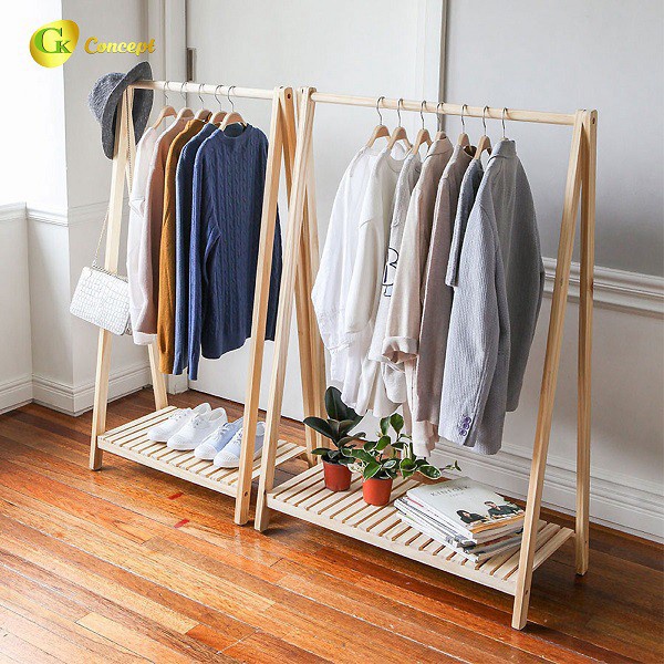 MIỄN SHIP Kệ Treo Quần Áo Chữ A - Giá Treo Quần Áo 2 Tầng Gỗ MDF Cao Cấp