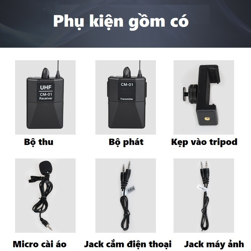 Micro cài áo không dây livestream, thu âm, quay video từ xa dùng cho điện thoại, máy quay phim, phiên bản OEM của CORKT