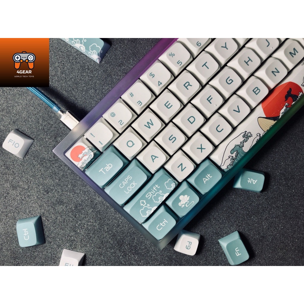 Keycap XDA Coral Sea in nhiệt dyesub, nhựa PBT dày, 117 nút bàn phím cơ