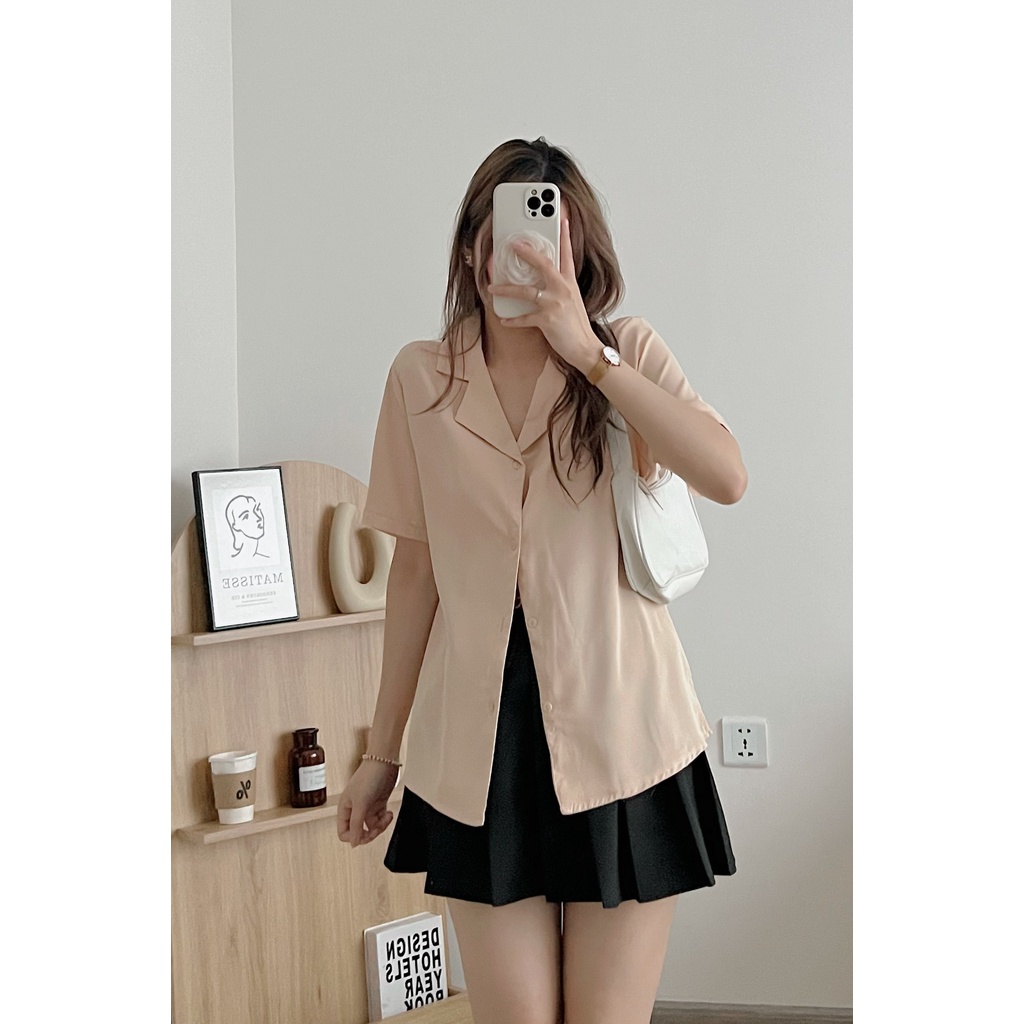 [SẴN/VIDEO] ÁO SƠ MI CỔ VEST BASIC SIÊU XINH LỤA HÀN