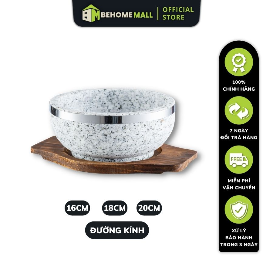 Bát đá giữ nhiệt BEHOMEMALL bát đá tự nhiên phong cách HQ chịu nhiệt tốt và giữ nhiệt lâu
